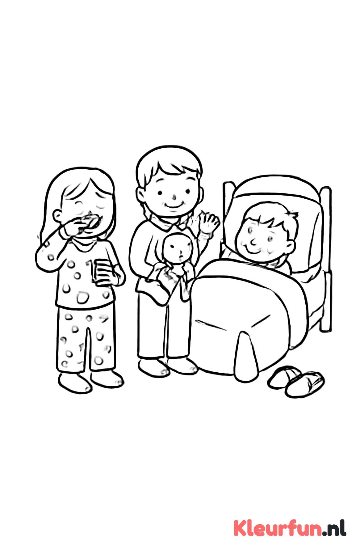 Kinderen in pyjama klaar voor bed