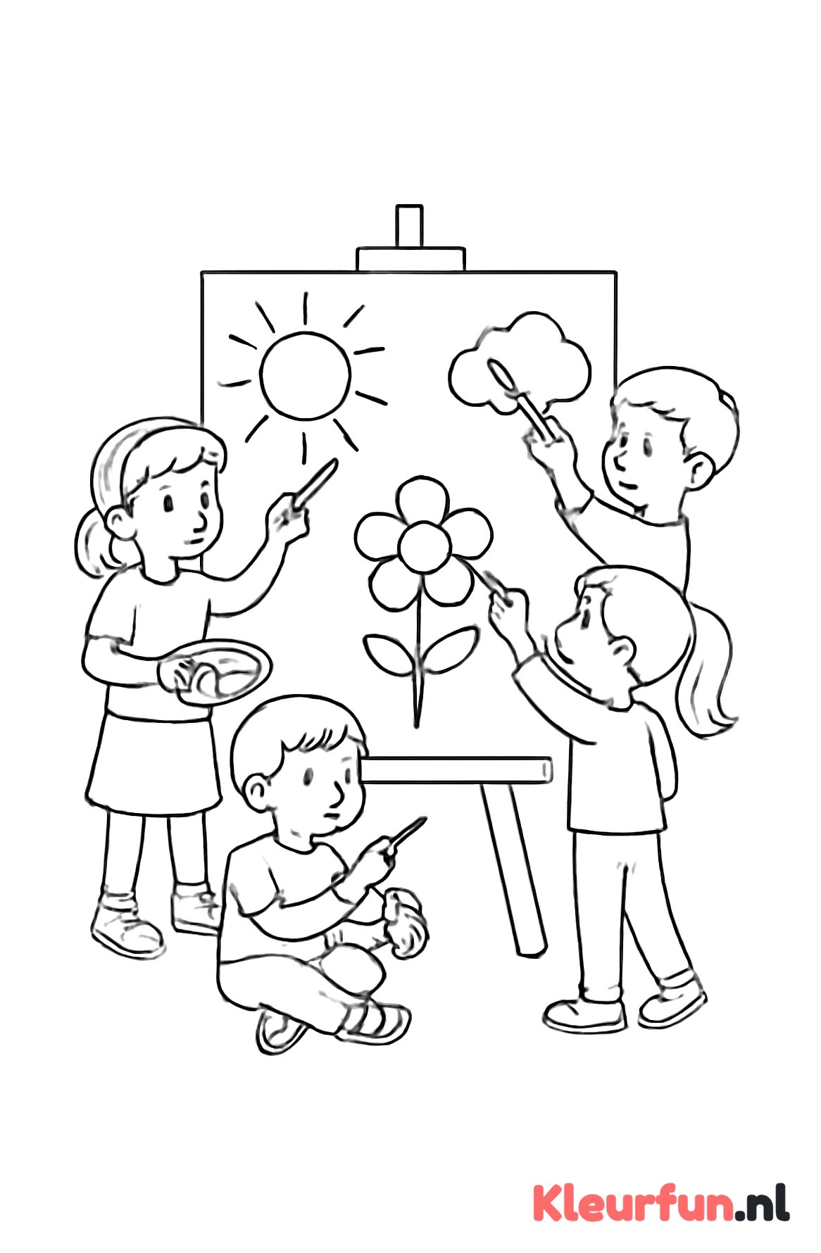 Kinderen samen schilderen