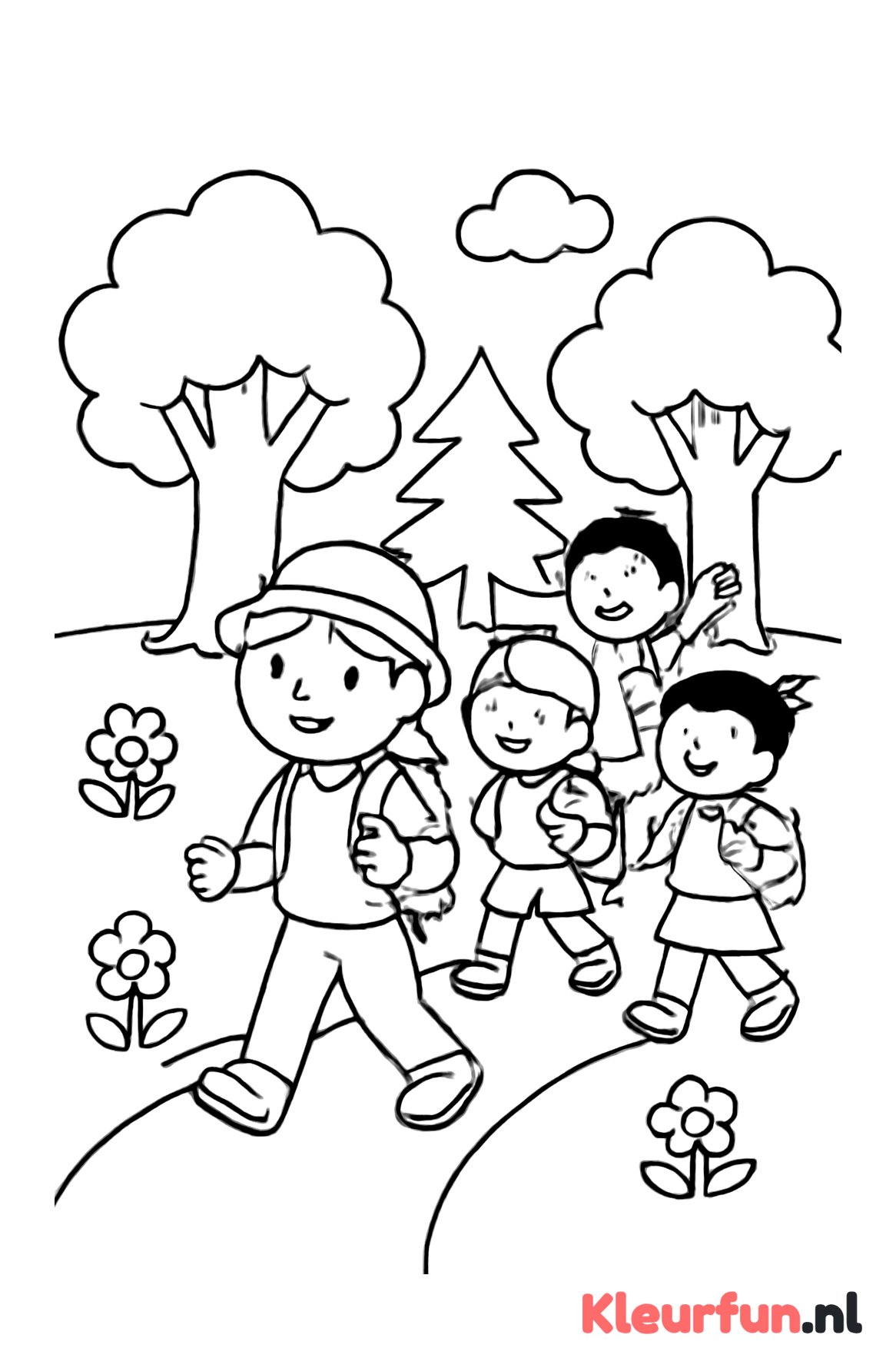 Kinderen op een schoolreisje in het bos