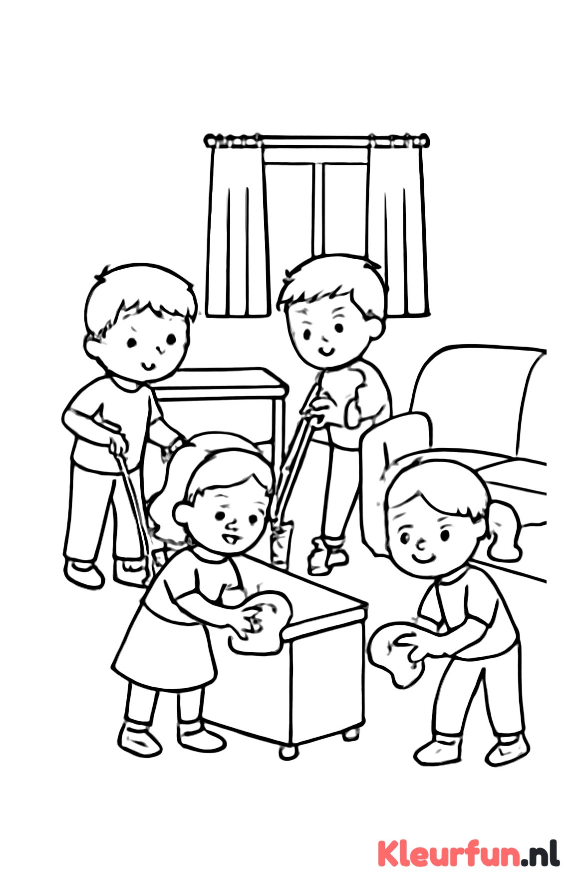 Kinderen helpen bij het schoonmaken