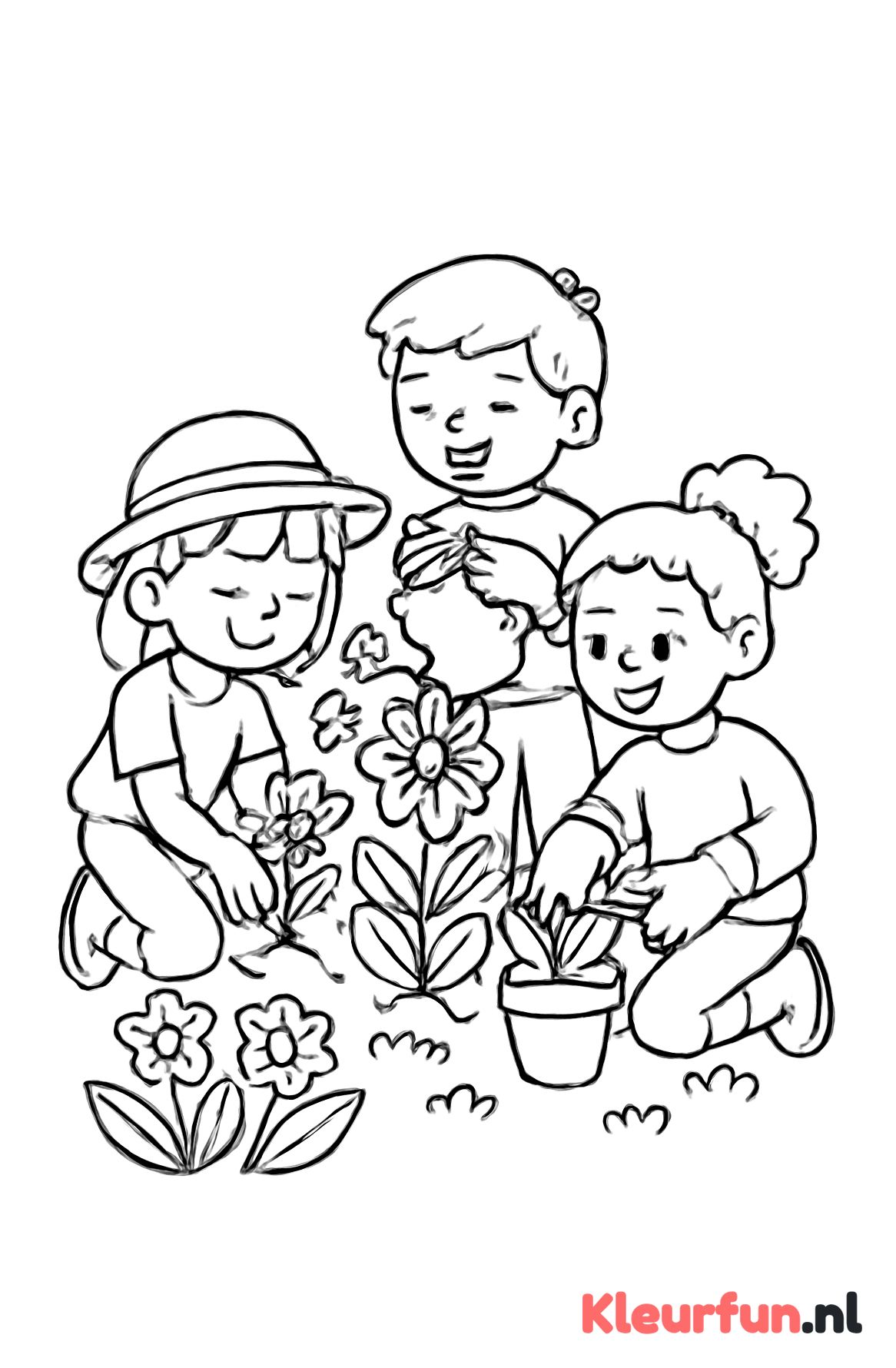 Kinderen tuinieren samen