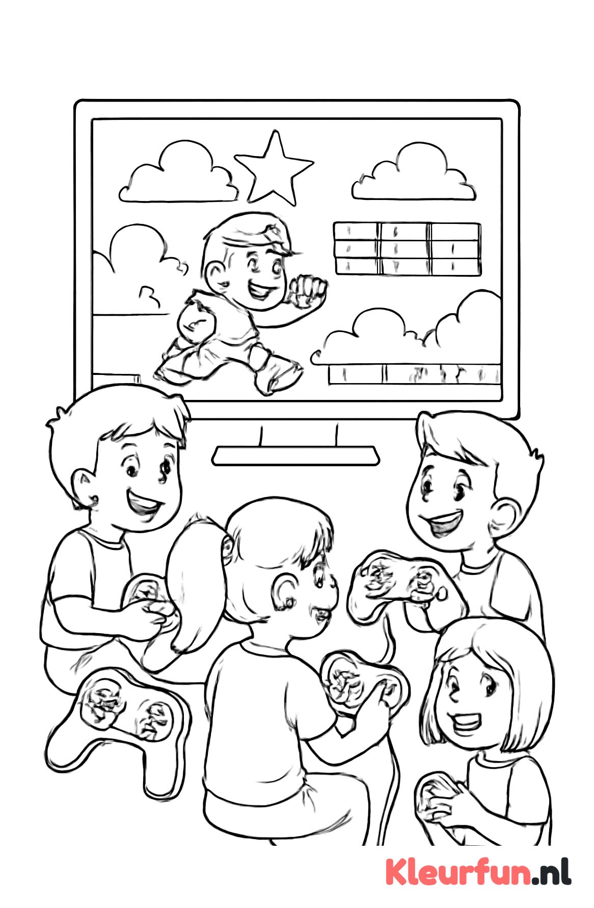 Kinderen spelen videogame