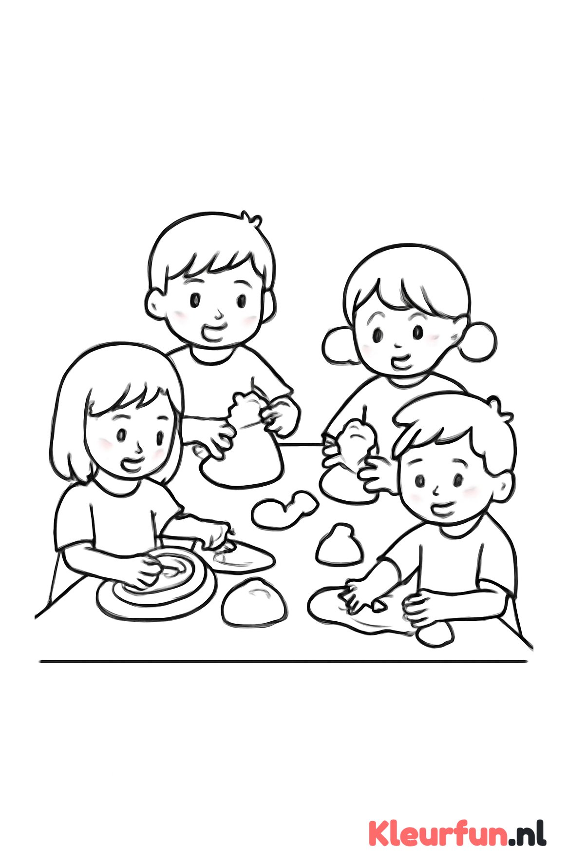 Kinderen werken met klei