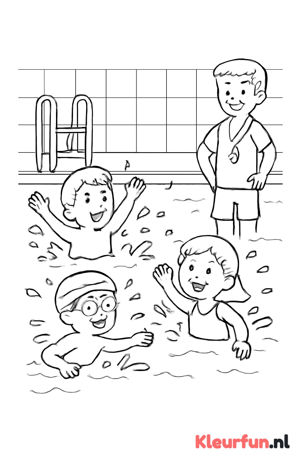 Kinderen zwemmen in het zwembad