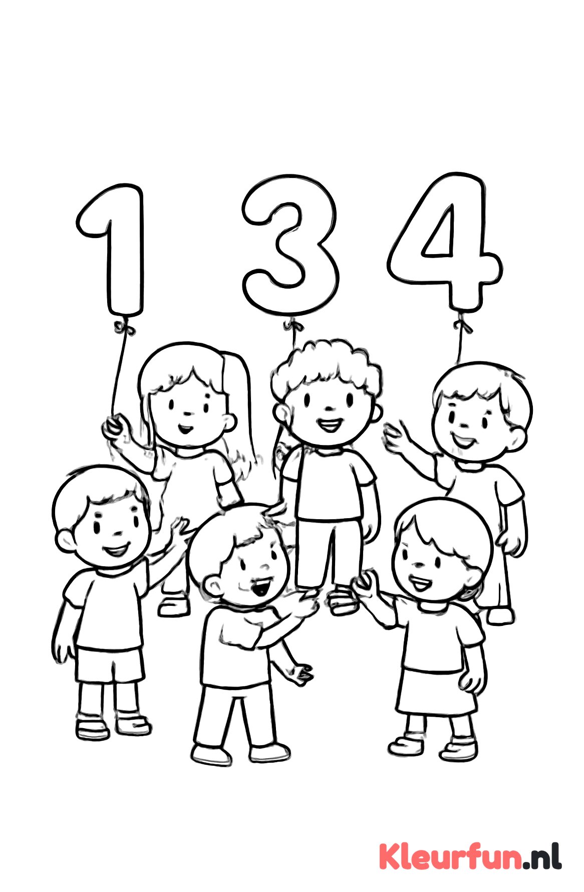 Kinderen met cijferballonnen