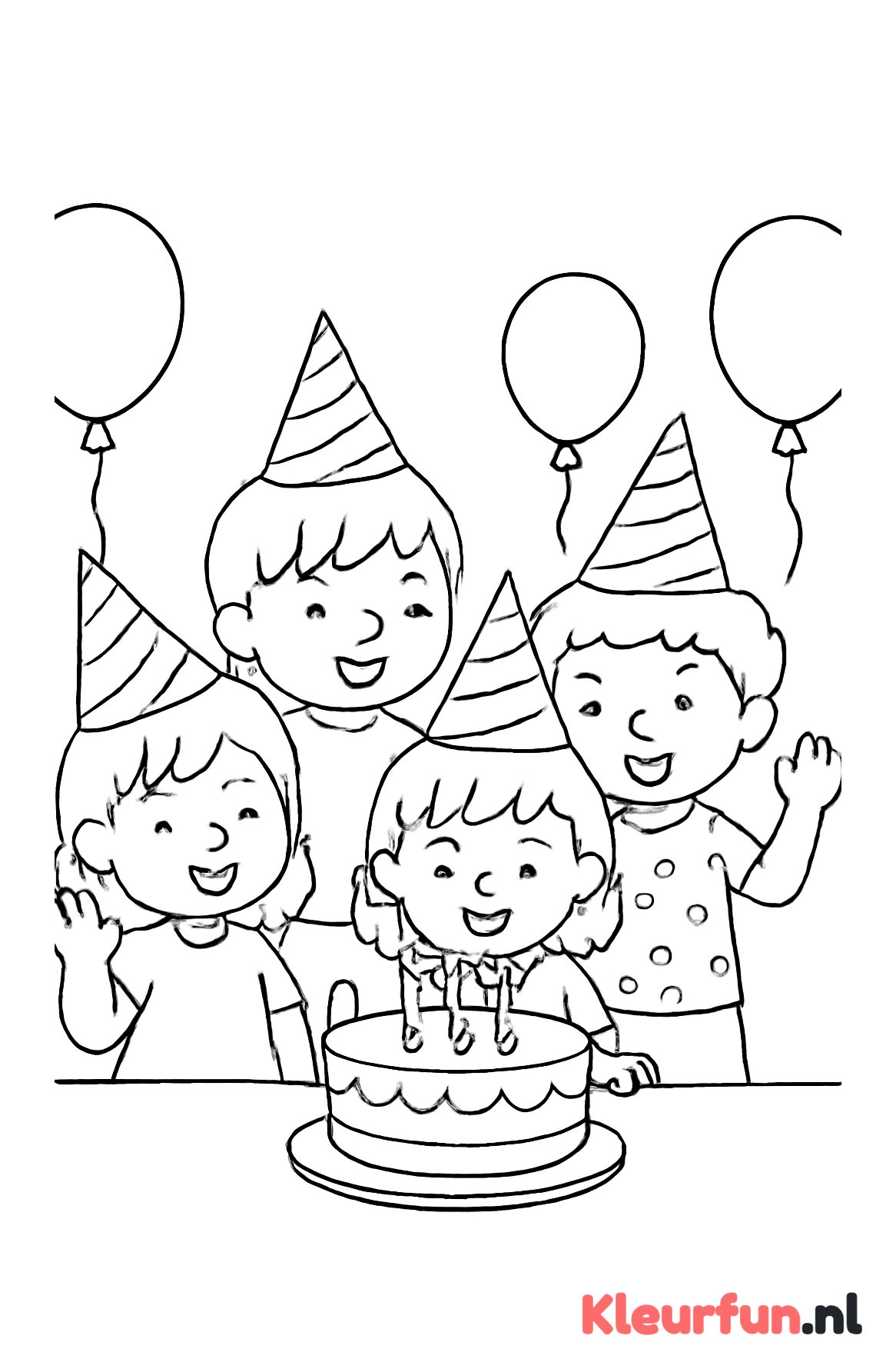 Verjaardagsfeest met ballonnen en taart