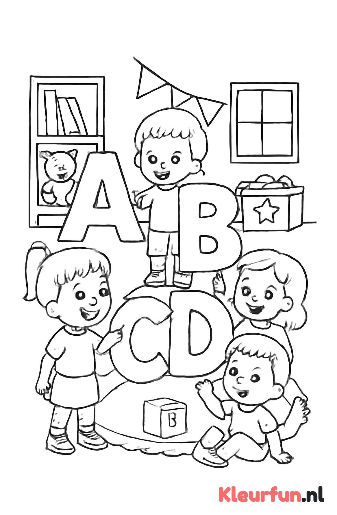 Kinderen leren letters in speelhoek