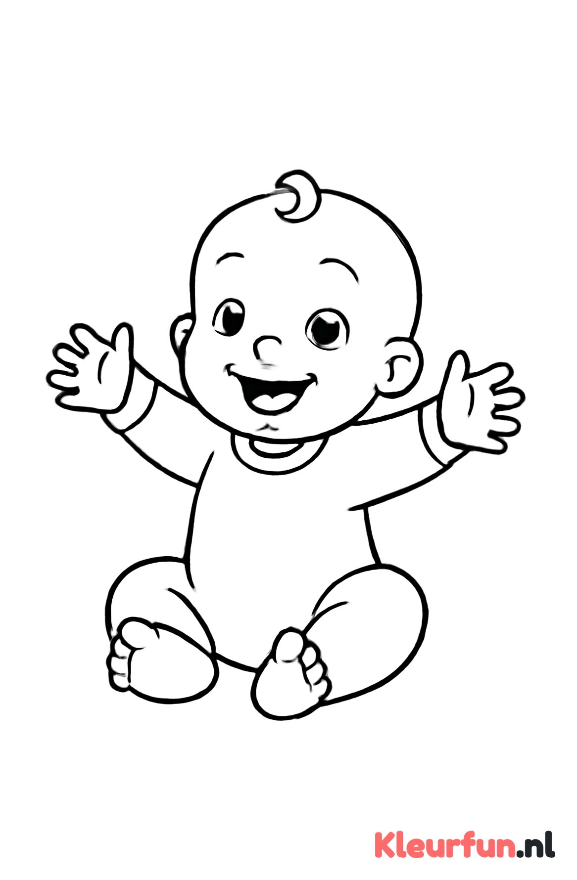 Lachende baby zittend