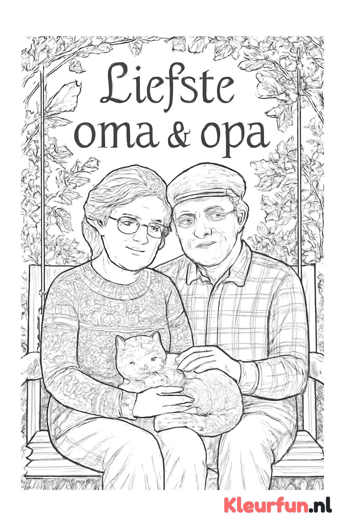 Oma en opa samen op de schommelbank