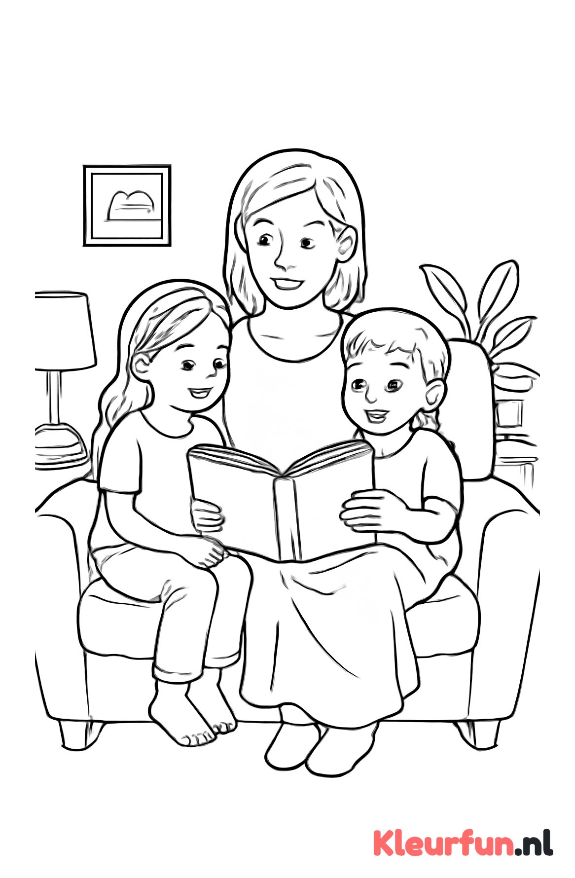 Mama leest voor aan kinderen