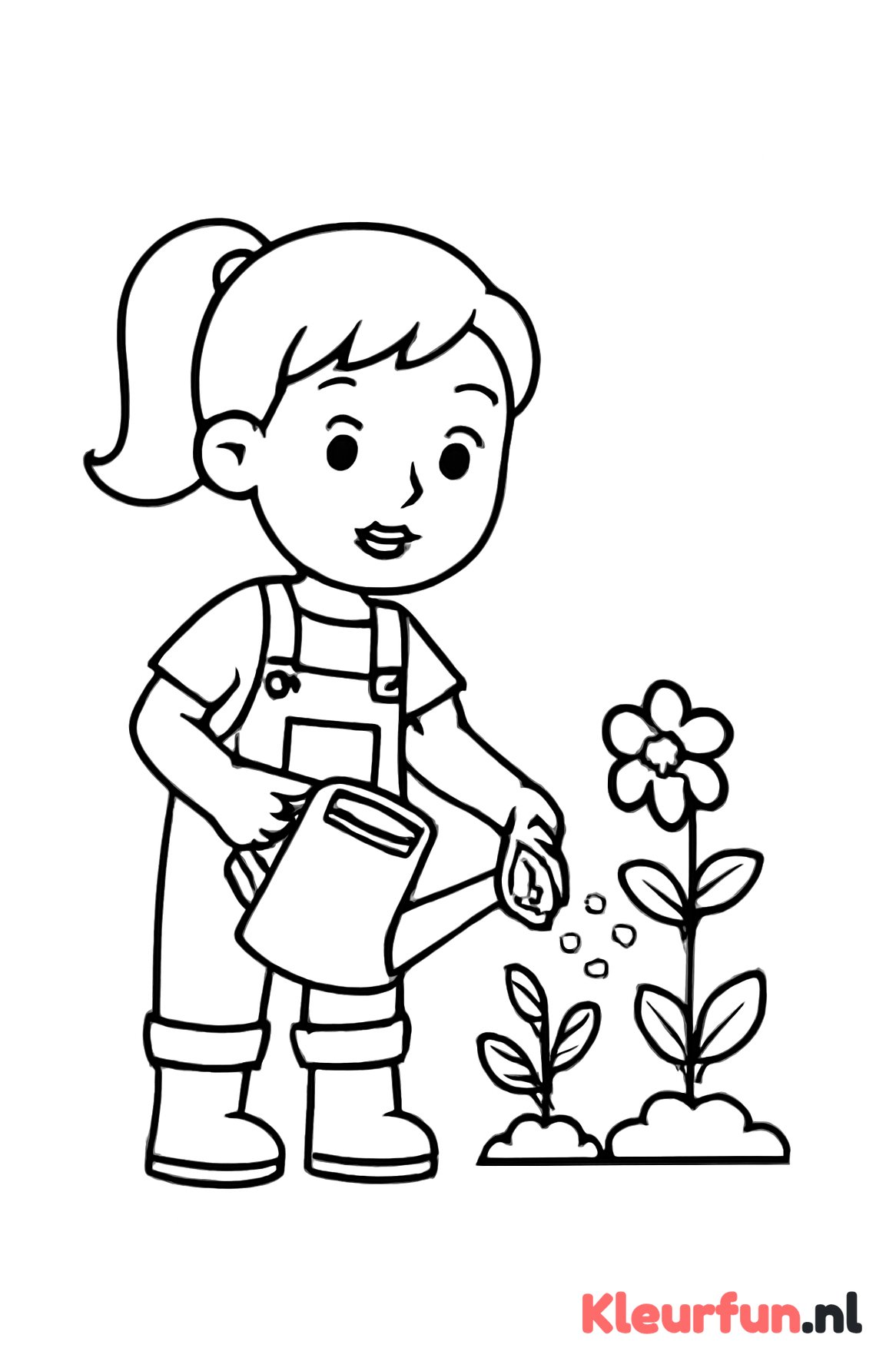 Meisje helpt in de tuin