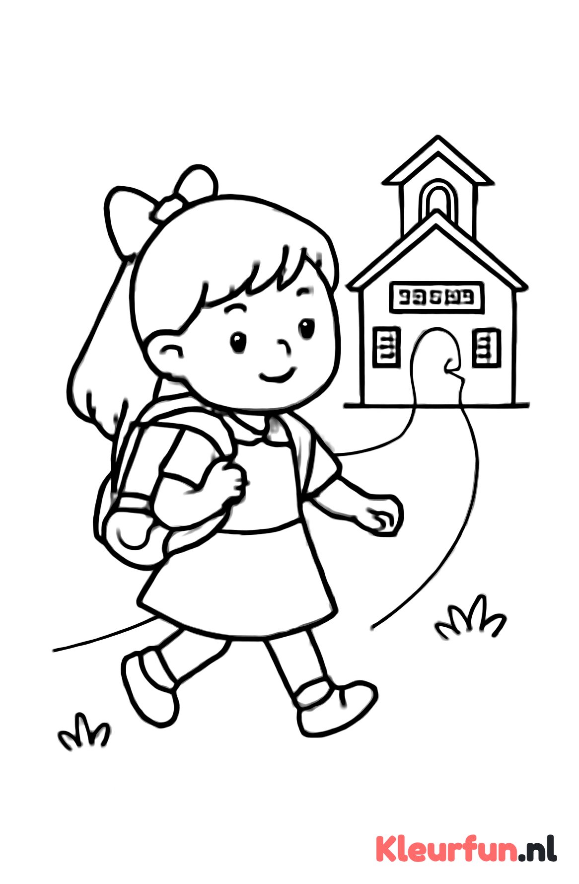 Meisje onderweg naar school