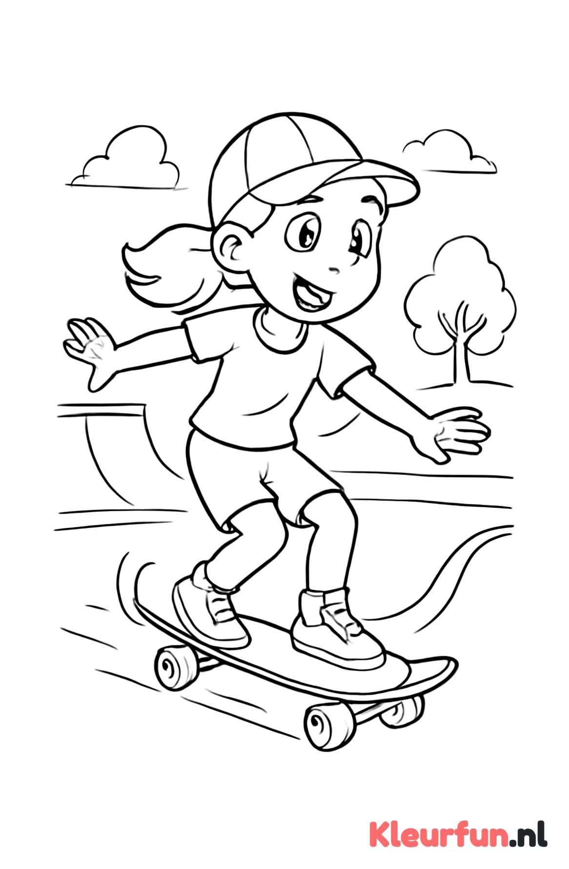 Meisje skateboarden in het park