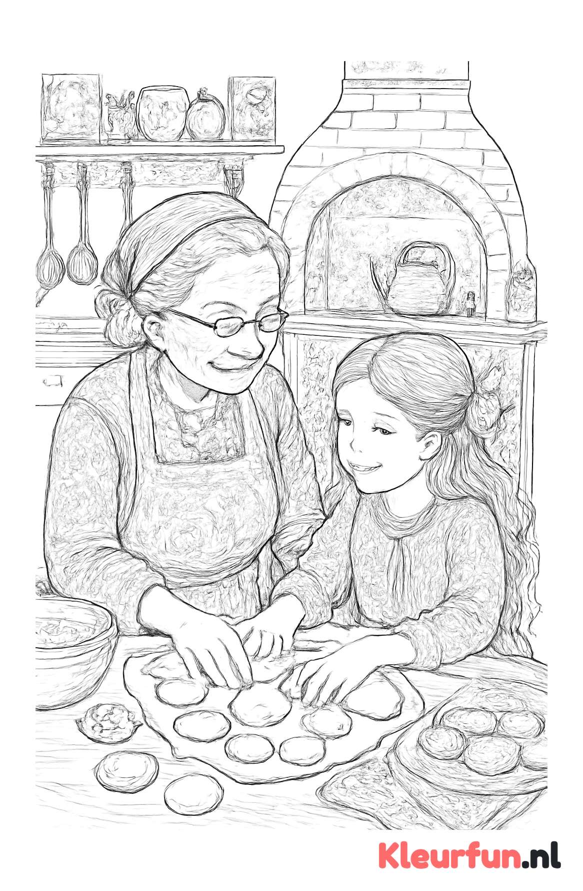 Oma en kleindochter bakken koekjes