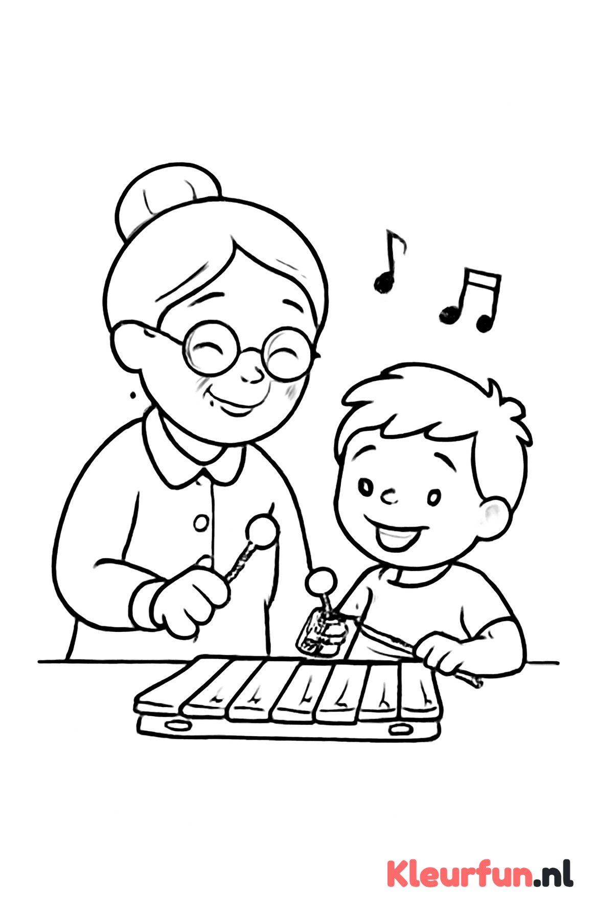 Oma maakt muziek met kleinkind