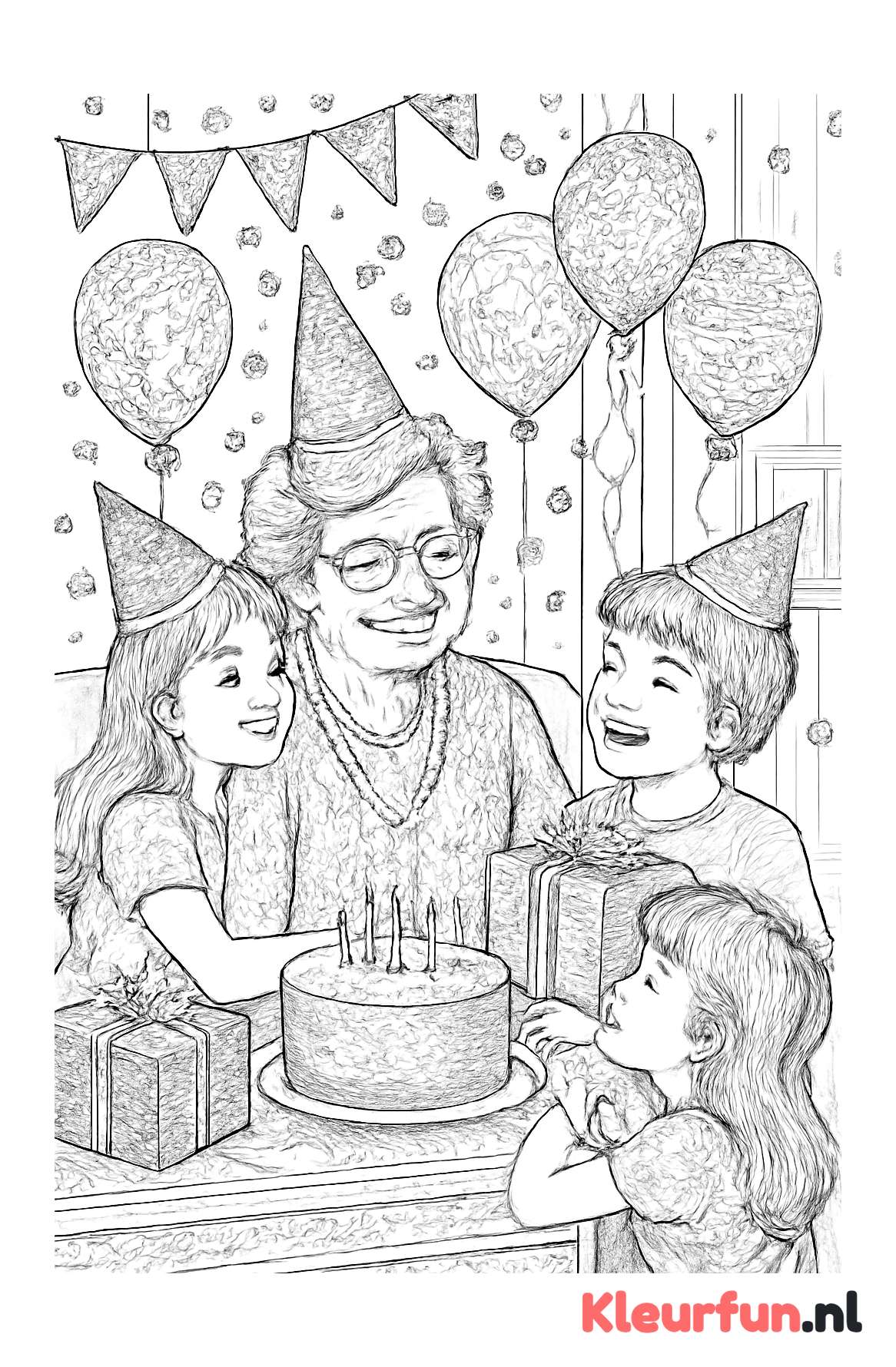 Oma viert verjaardag met kleinkinderen