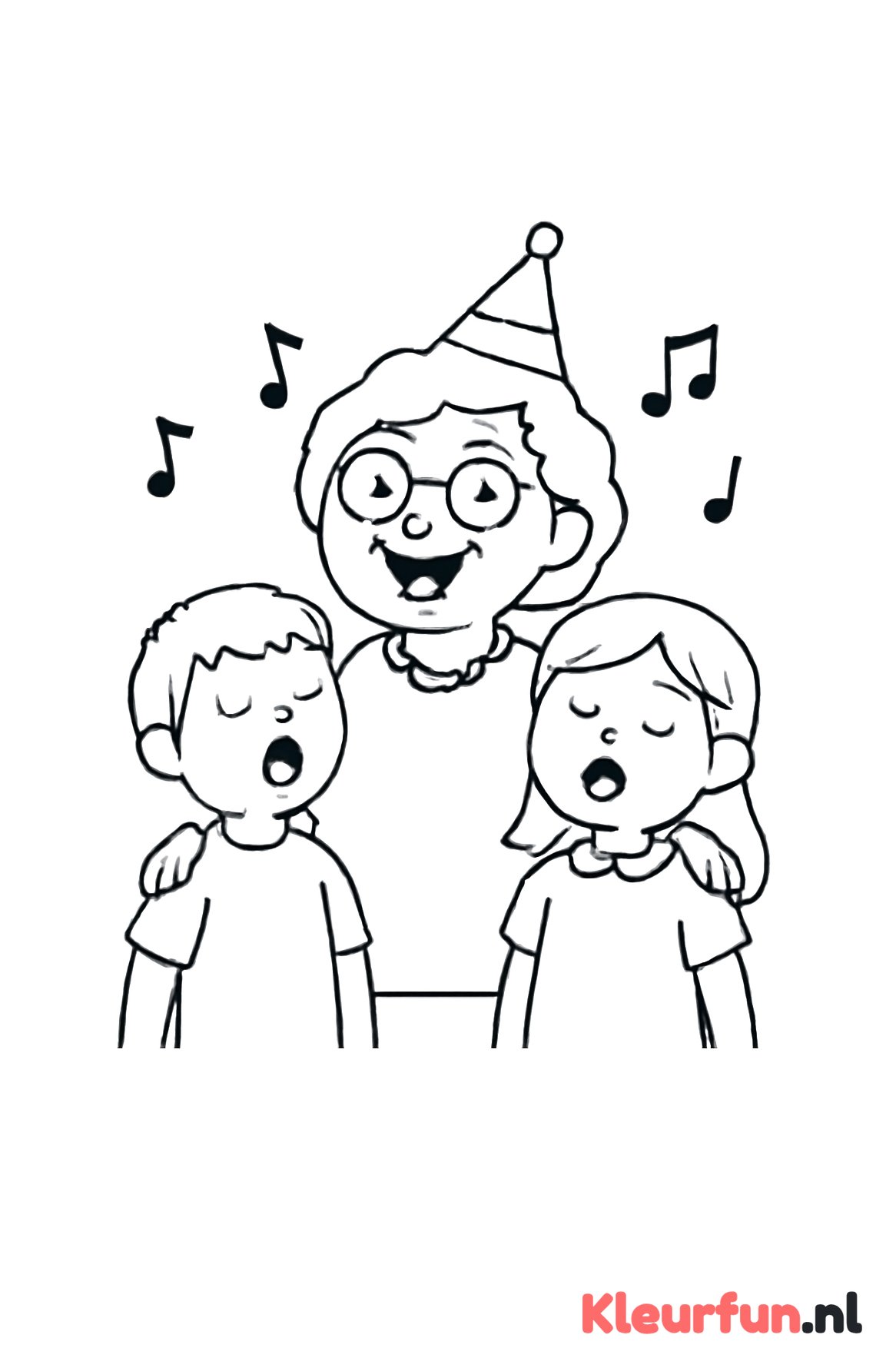 Oma zingt met kleinkinderen