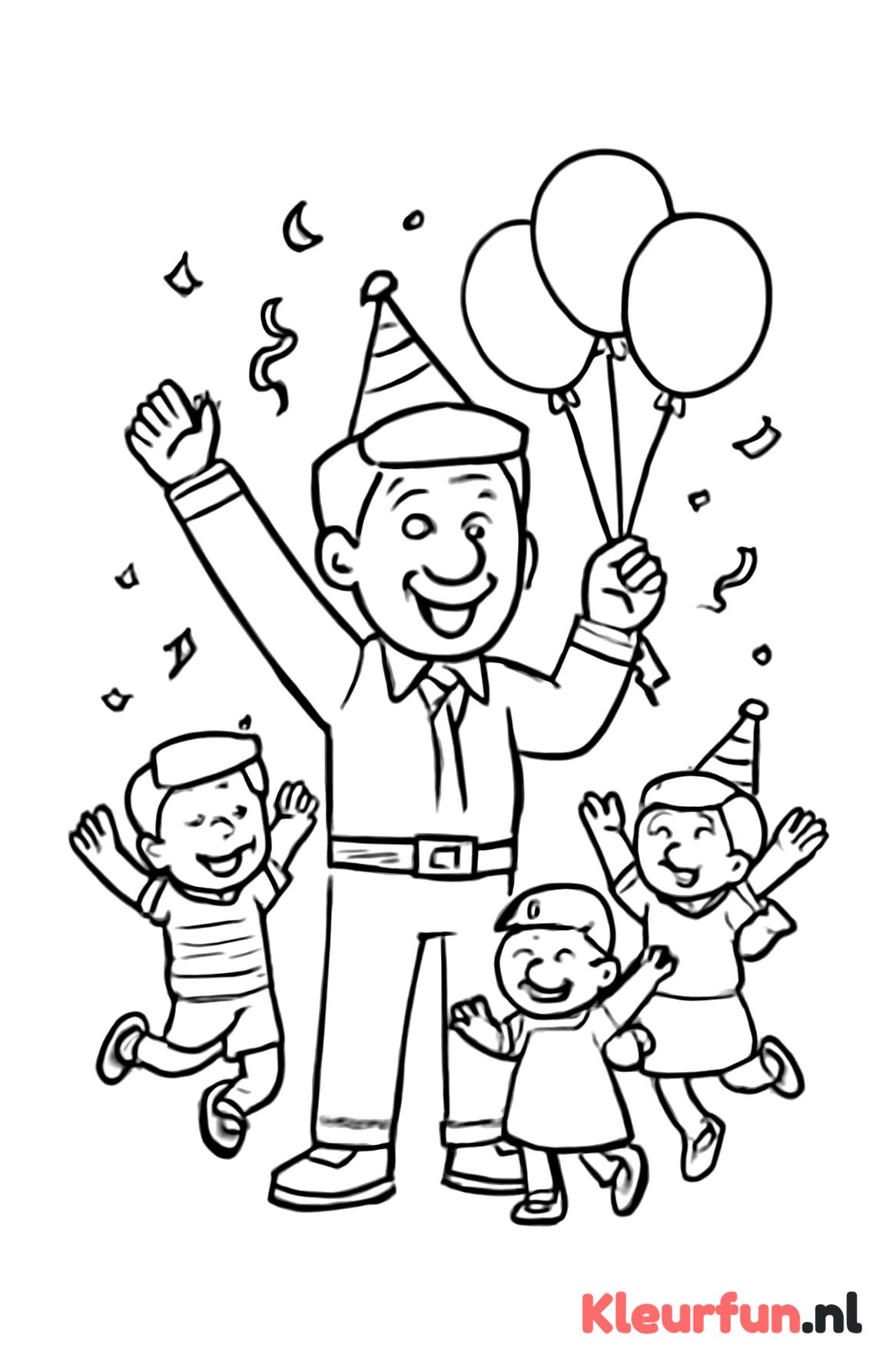 Oom viert feestje met ballonnen