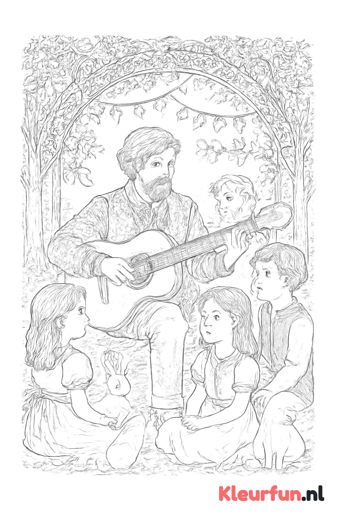 Oom maakt muziek op familiefeest
