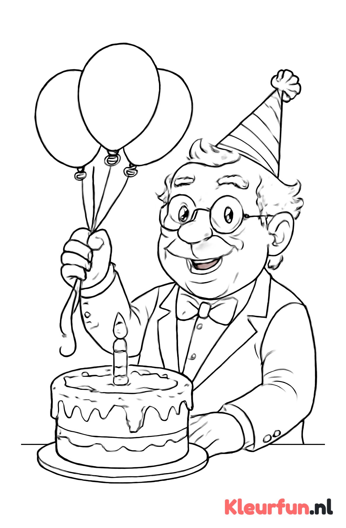 Oom viert verjaardag met taart