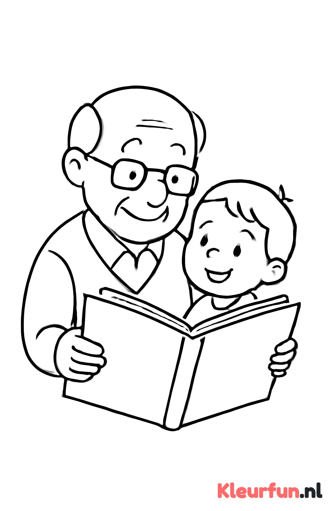 Opa leest boek aan kleinkind