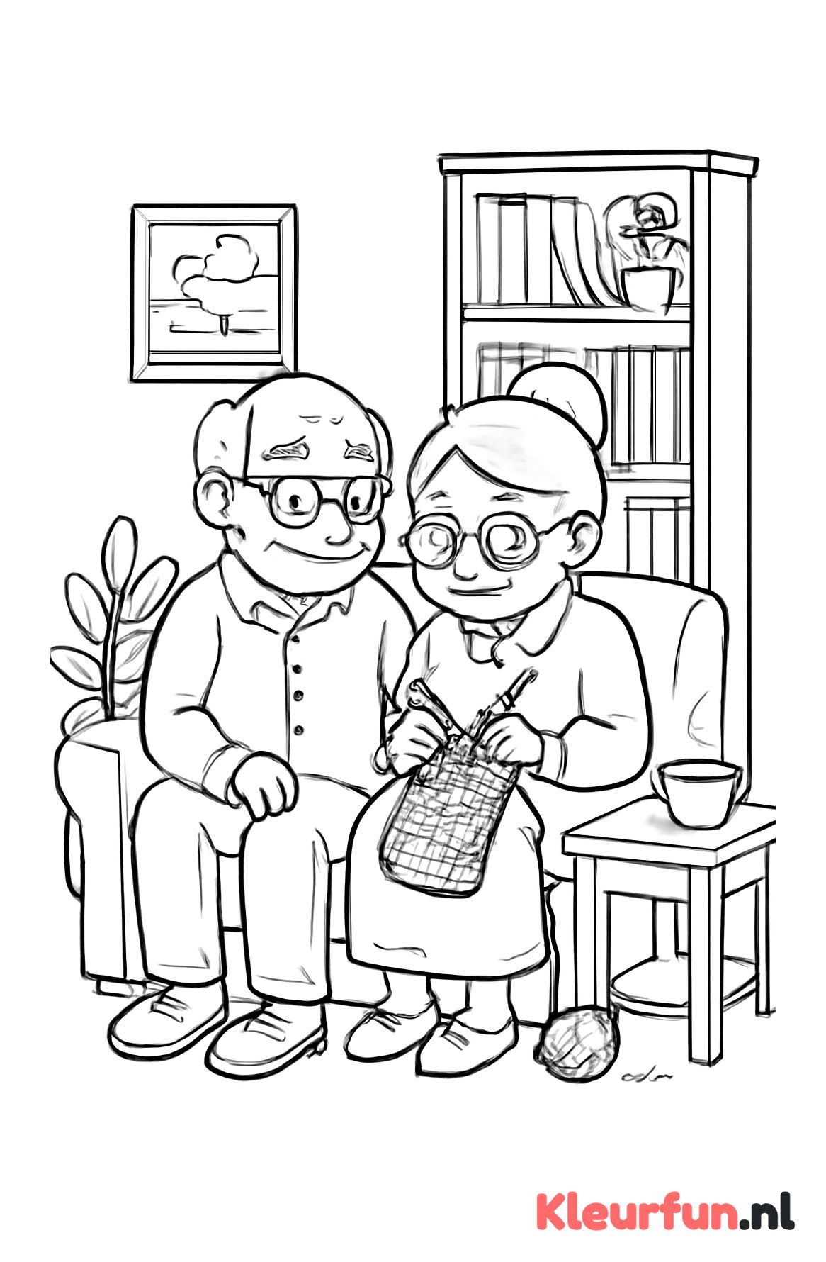 Opa en Oma samen in de woonkamer