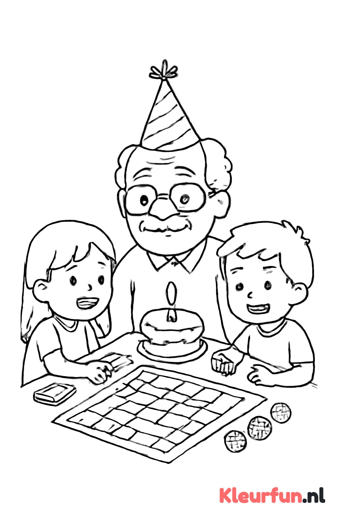 Opa speelt spelletjes op zijn verjaardag