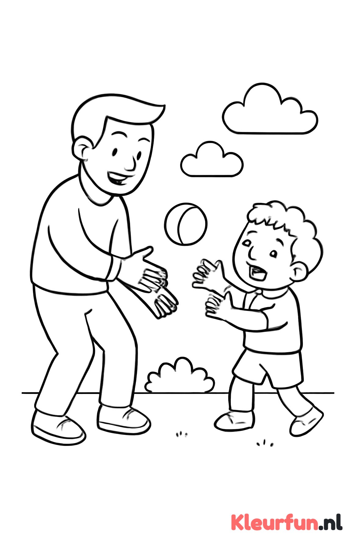 Papa gooit bal met kind