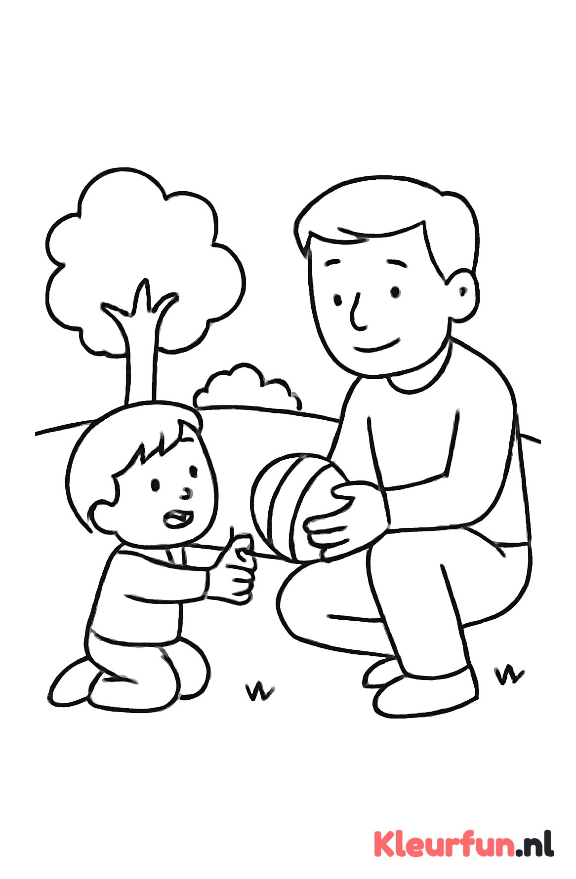 Papa speelt met kind in het park