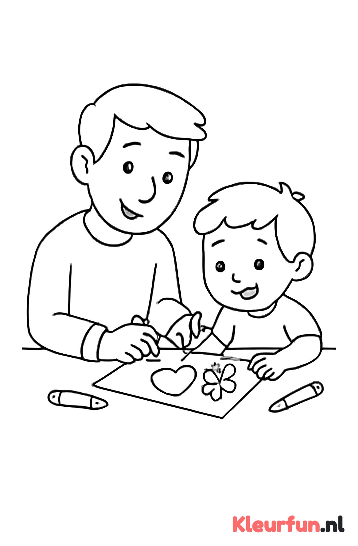 Papa tekent samen met kind