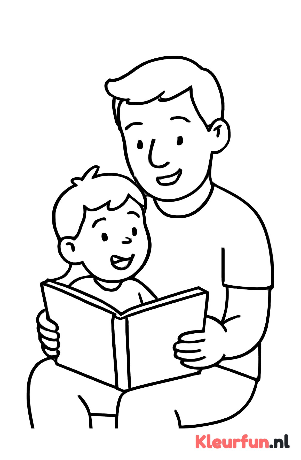 Papa leest voor aan zijn kind