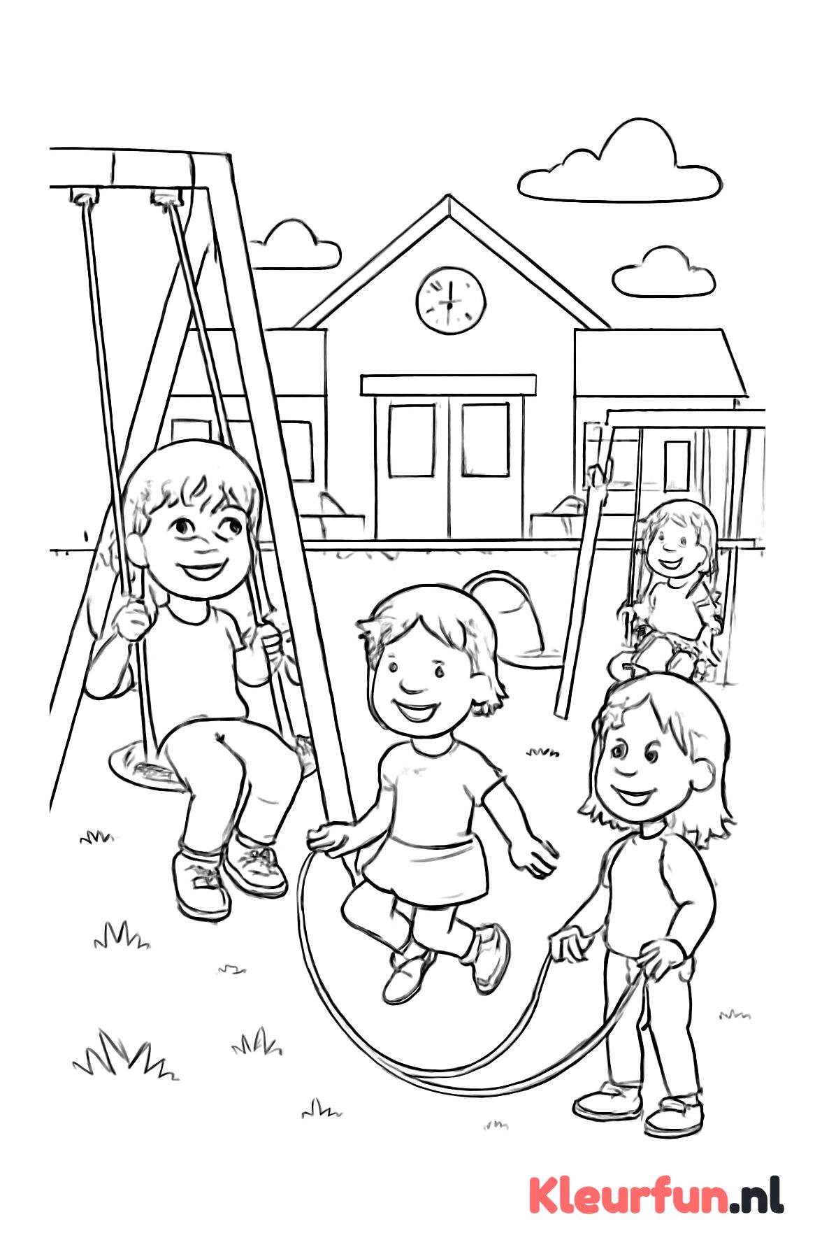 Kinderen spelen op het schoolplein