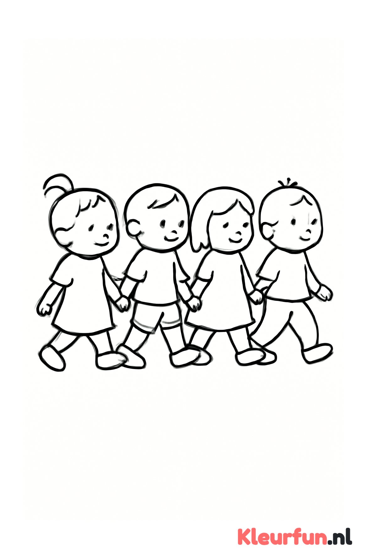 Peuters lopen hand in hand