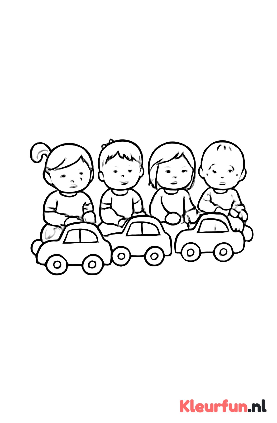 Peuters met speelgoedauto's