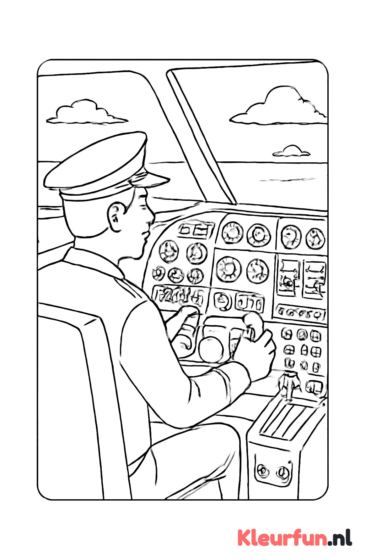 Piloot in cockpit met instrumenten