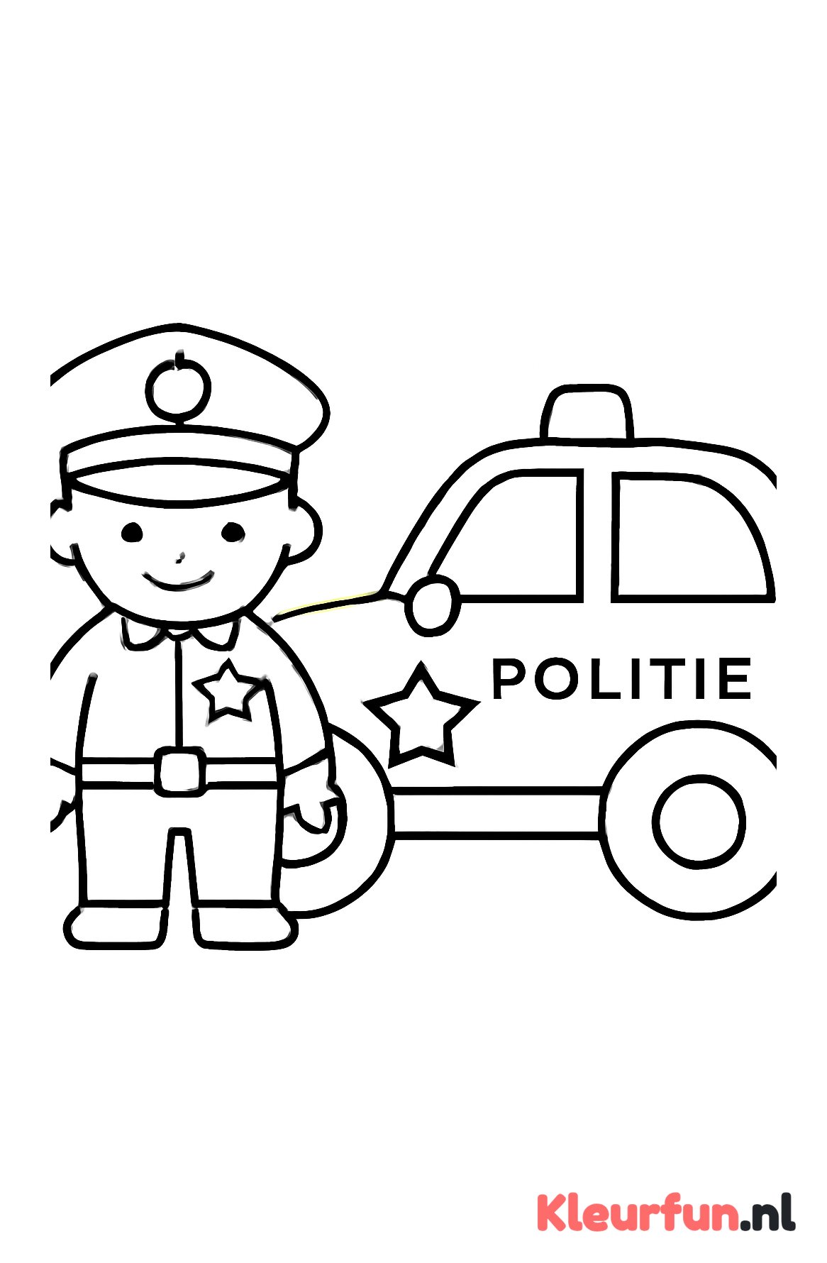 Politieagent met politieauto