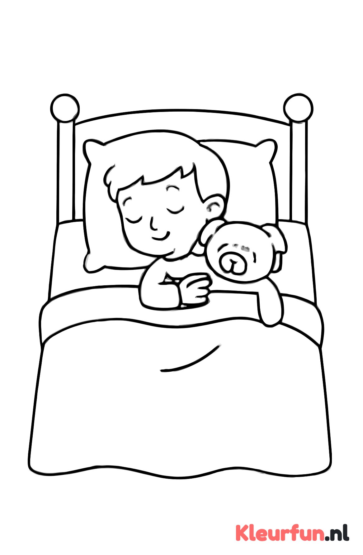 Slapende jongen met knuffelbeer