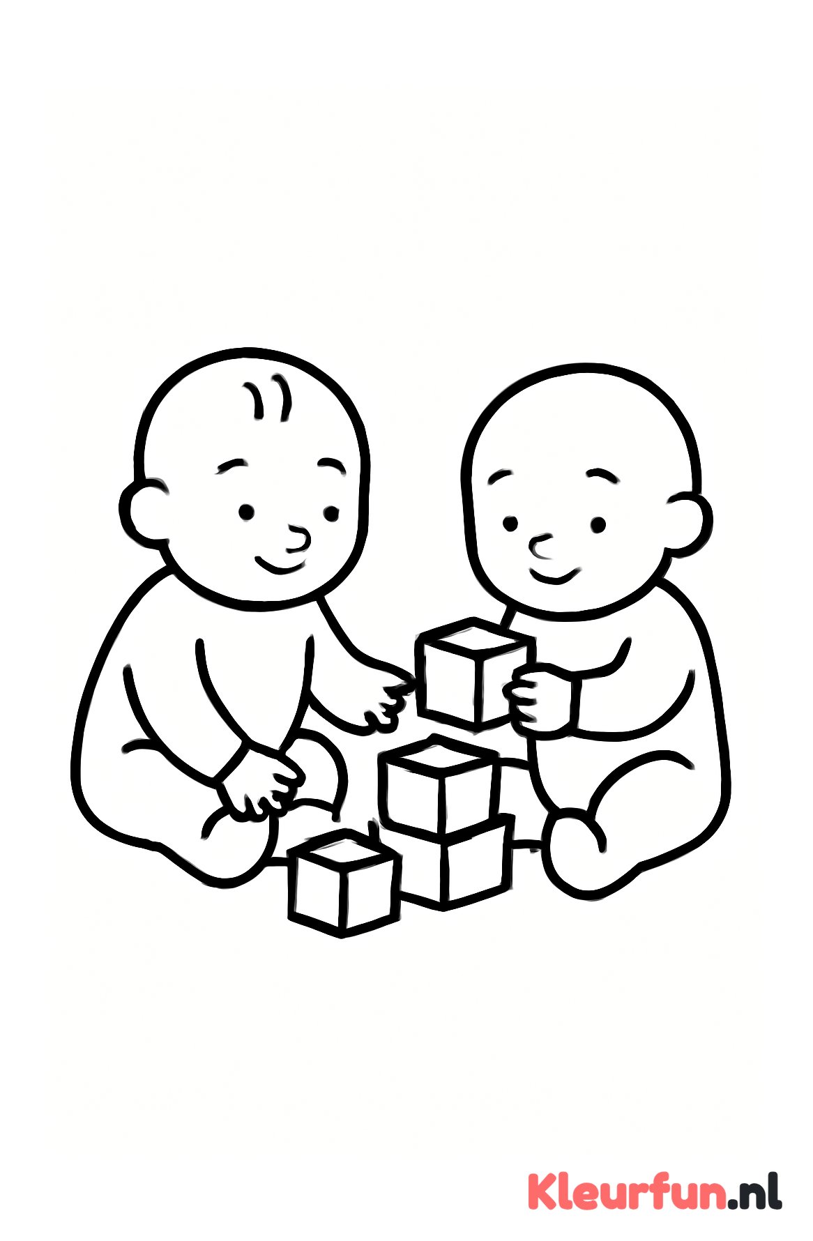 Twee baby's spelen met blokken