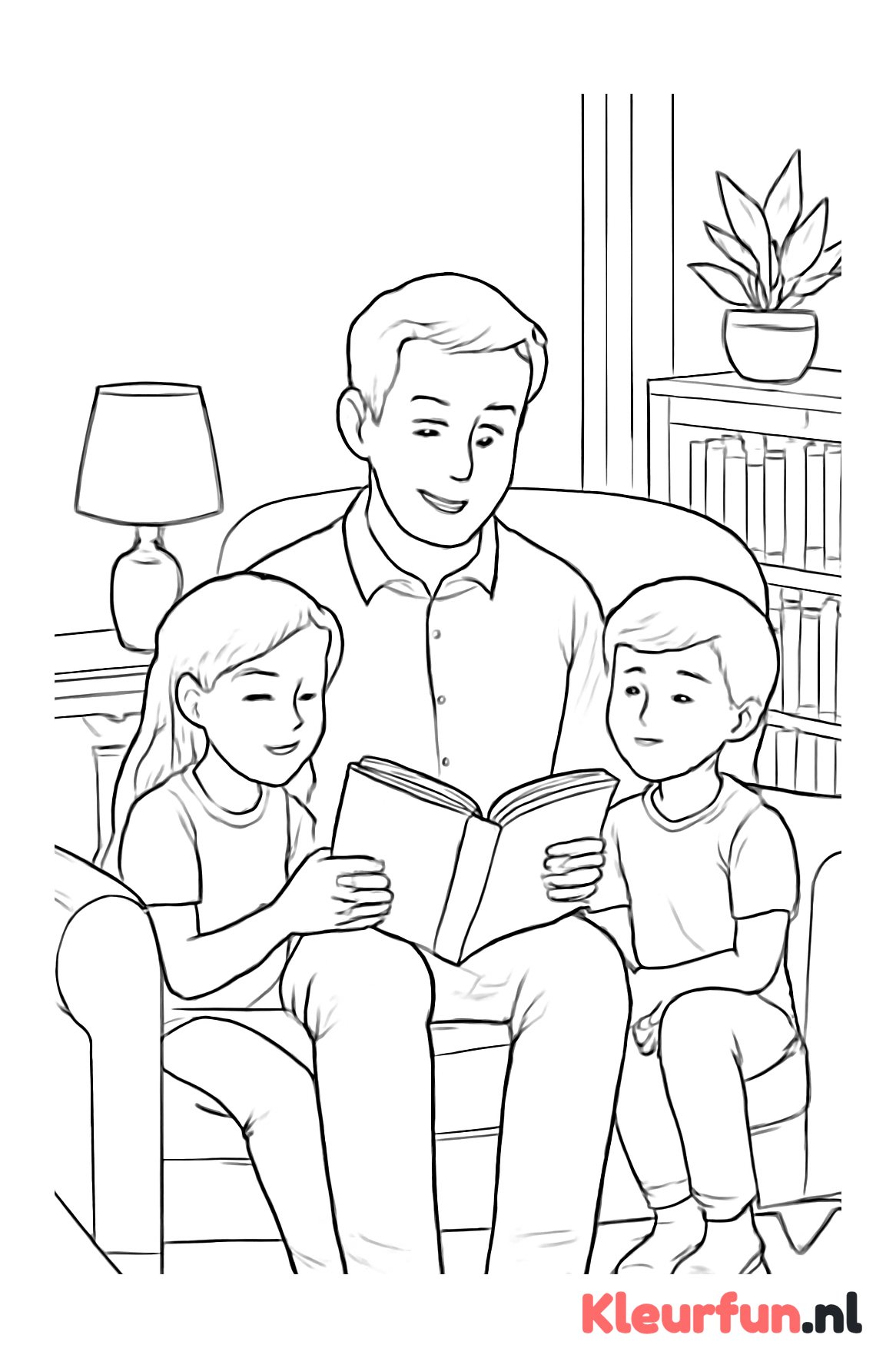 Vader leest voor aan kinderen