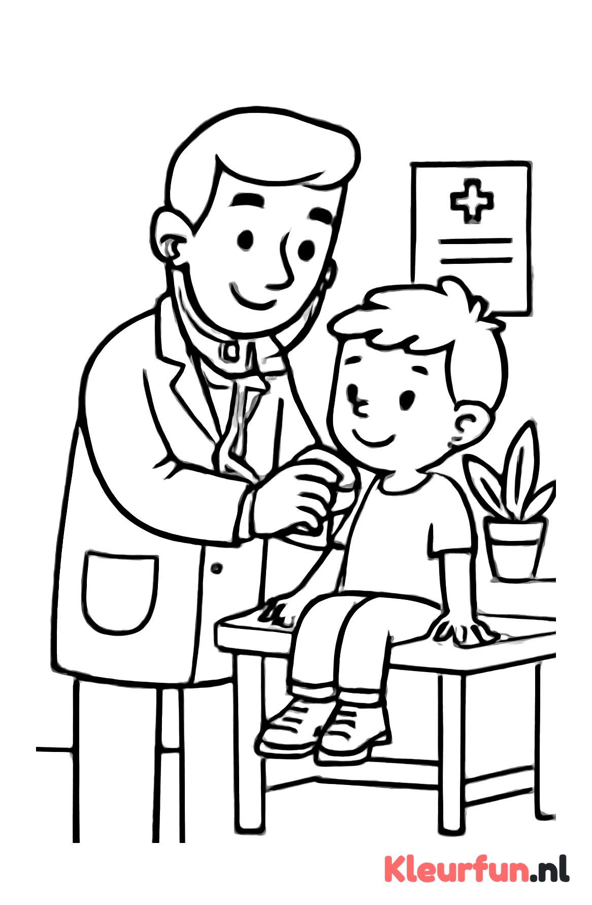 Vriendelijke dokter helpt kind