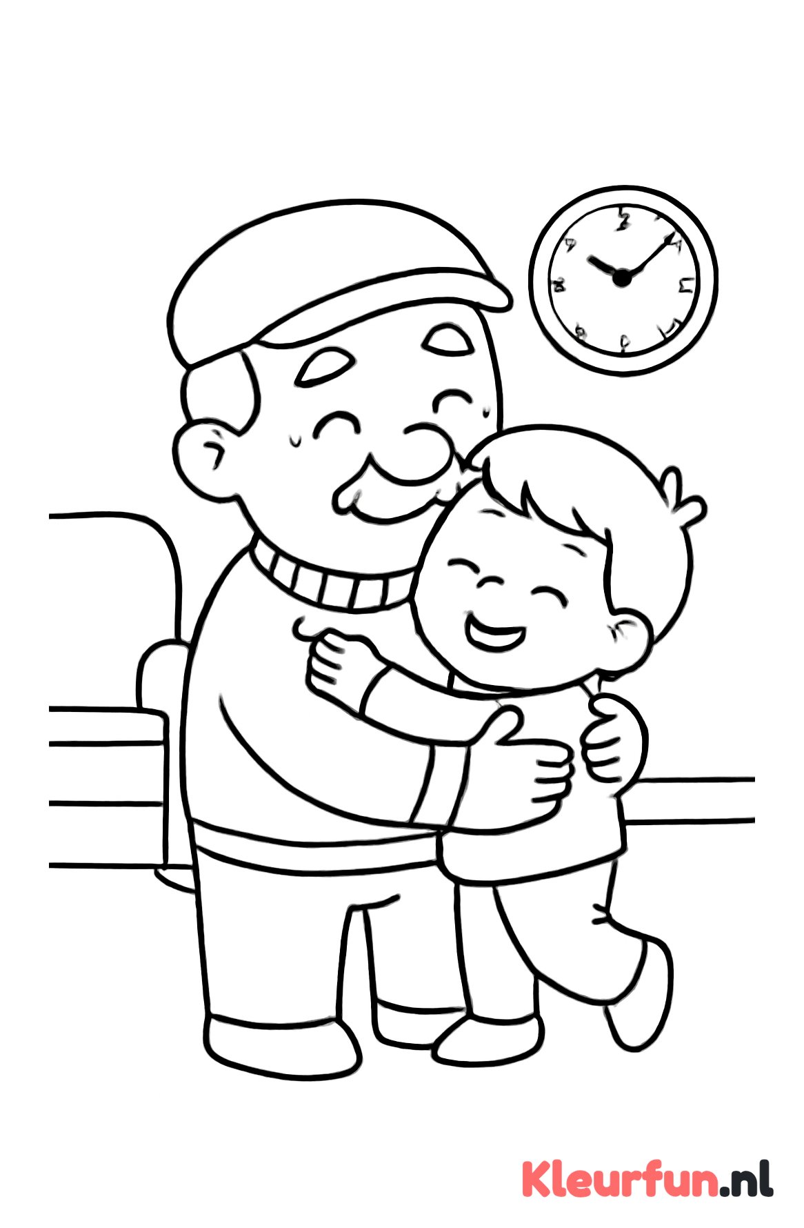 Vrolijke opa knuffelt kleinkind in de huiskamer