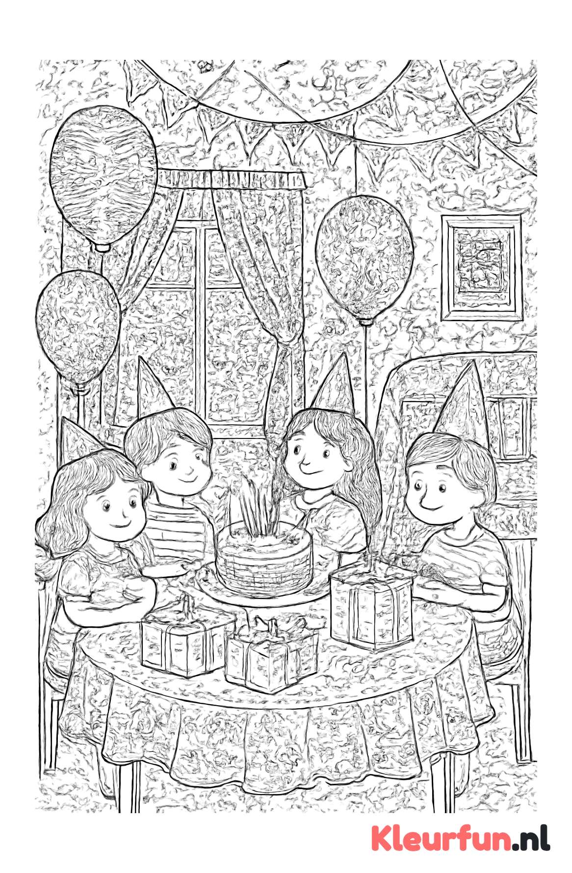 Verjaardagsfeest in woonkamer met kinderen