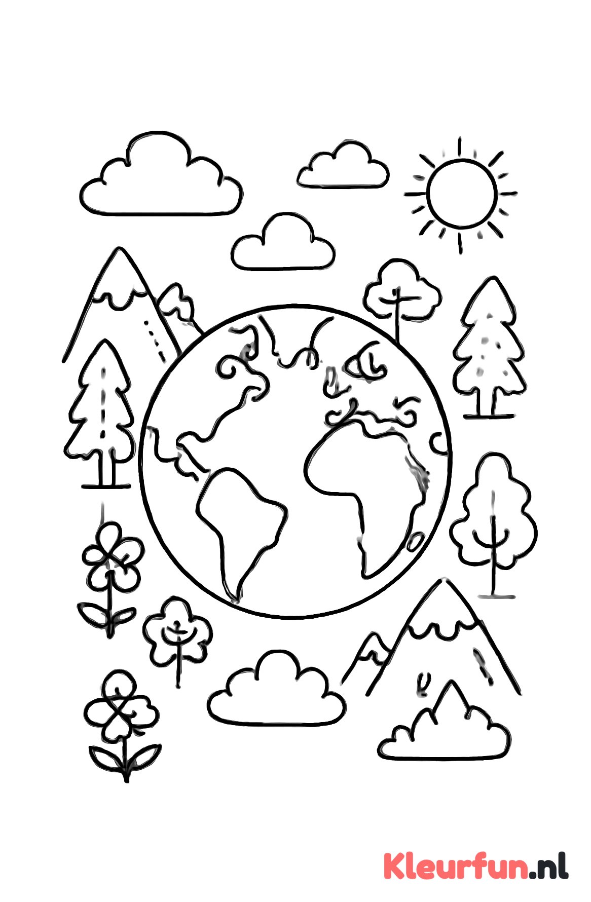 De aarde met natuur symbolen