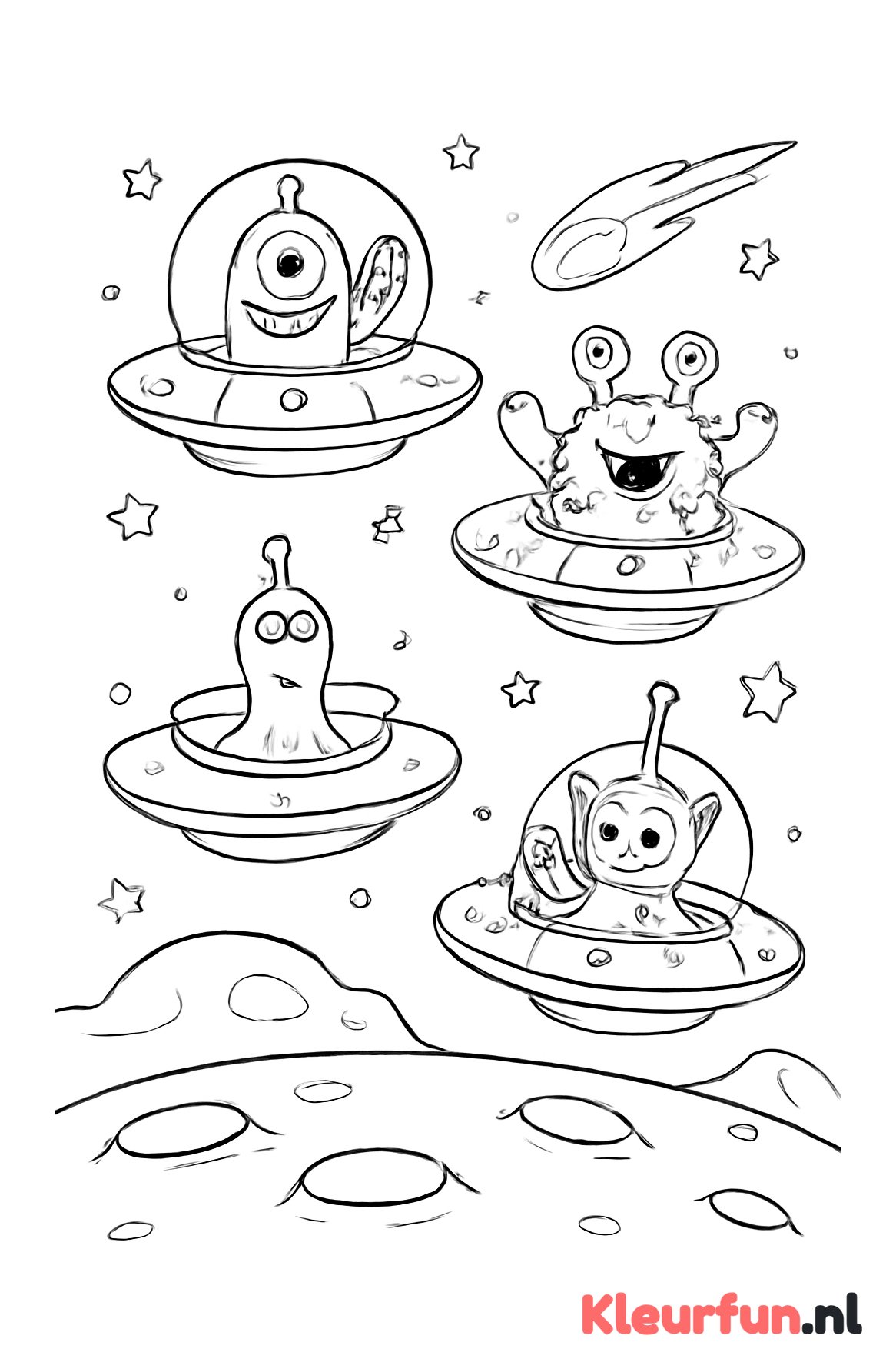 Aliens in ruimteschepen boven planeet