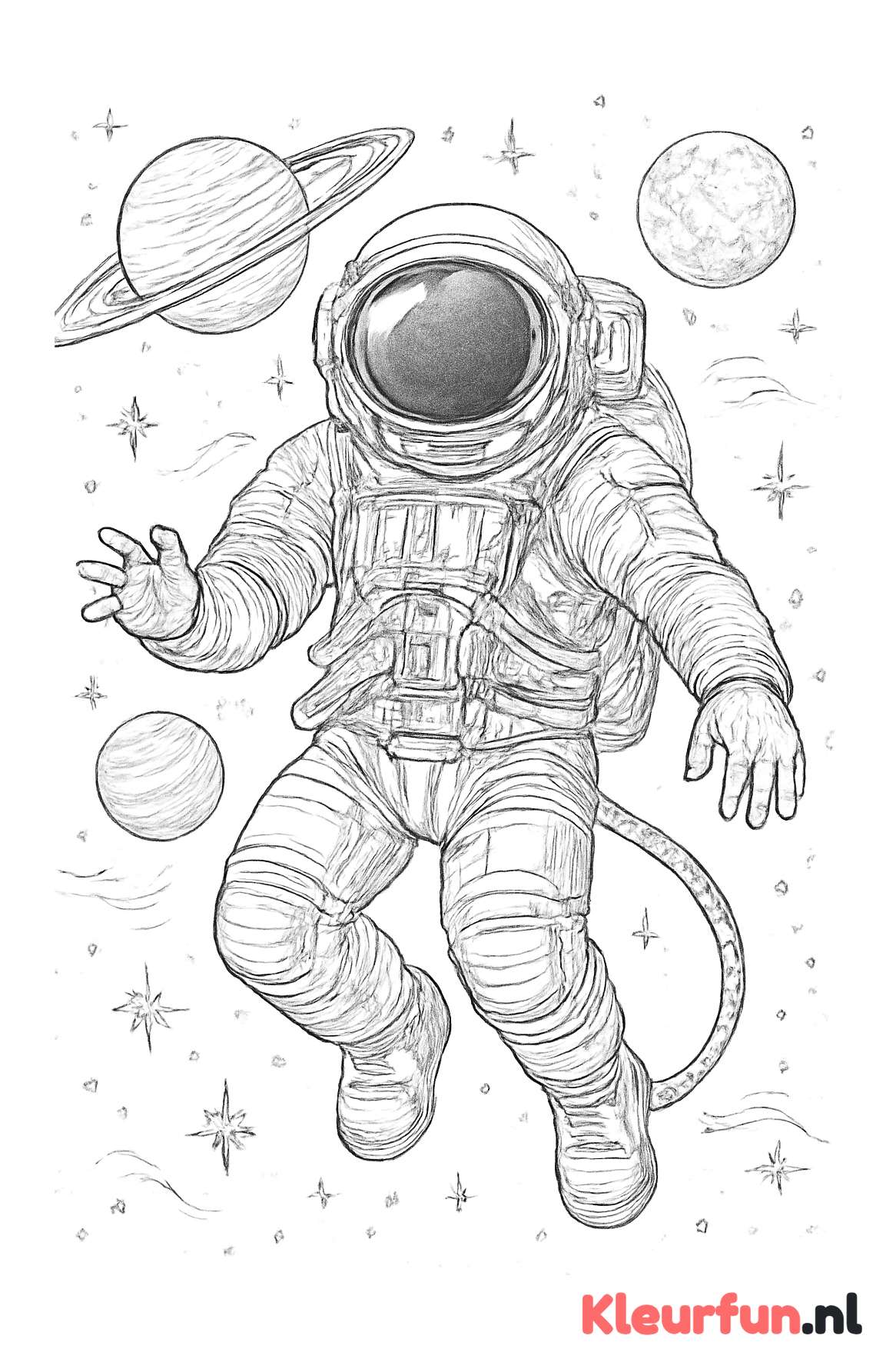 Astronaut in ruimtepak met sterrenhemel