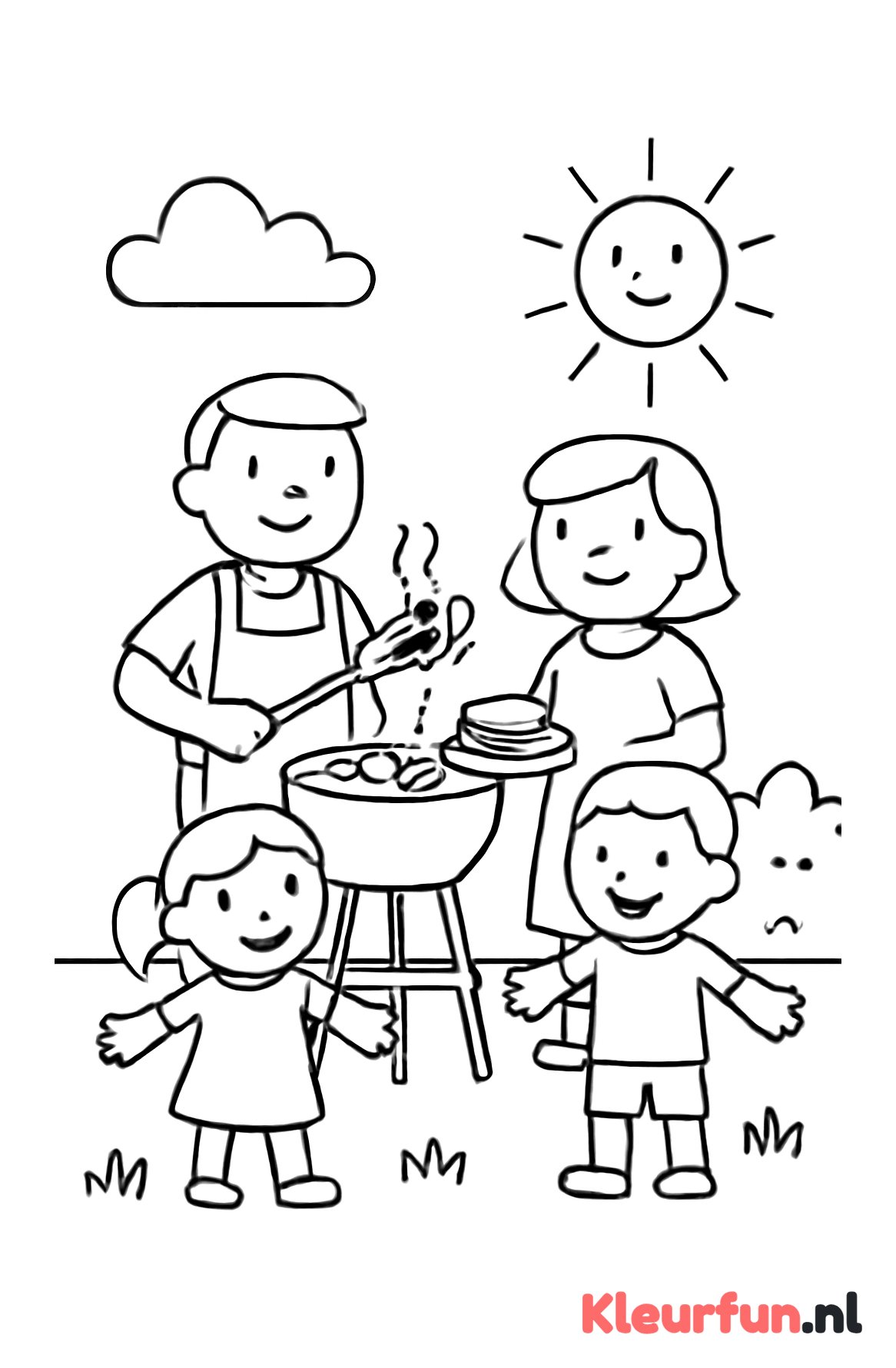 Familie barbecue in de zomer
