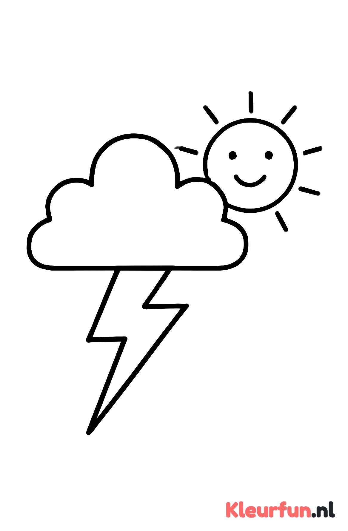 Bliksemstraal uit wolk met zon