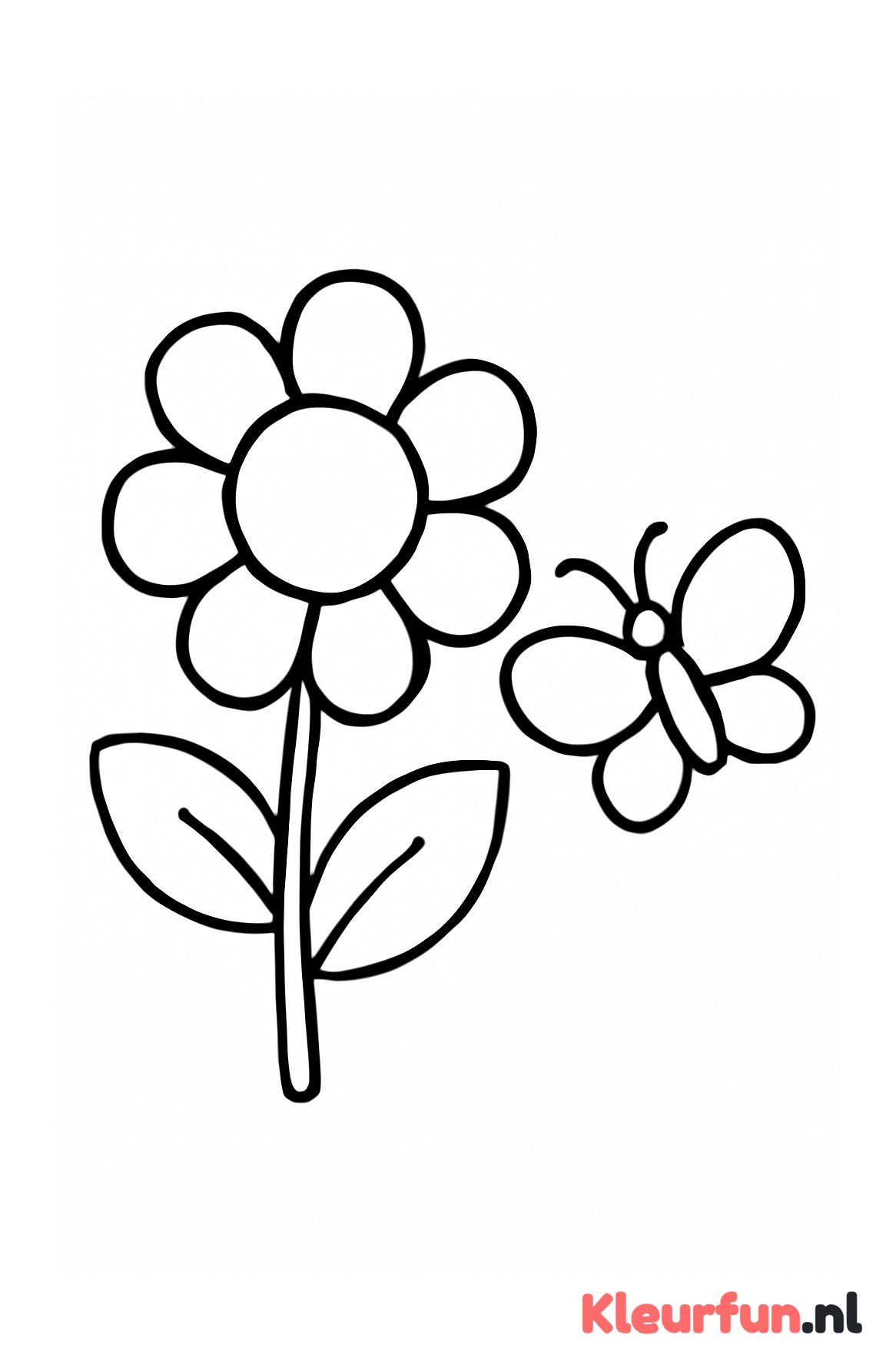 Bloem met vlinder aan zijkant