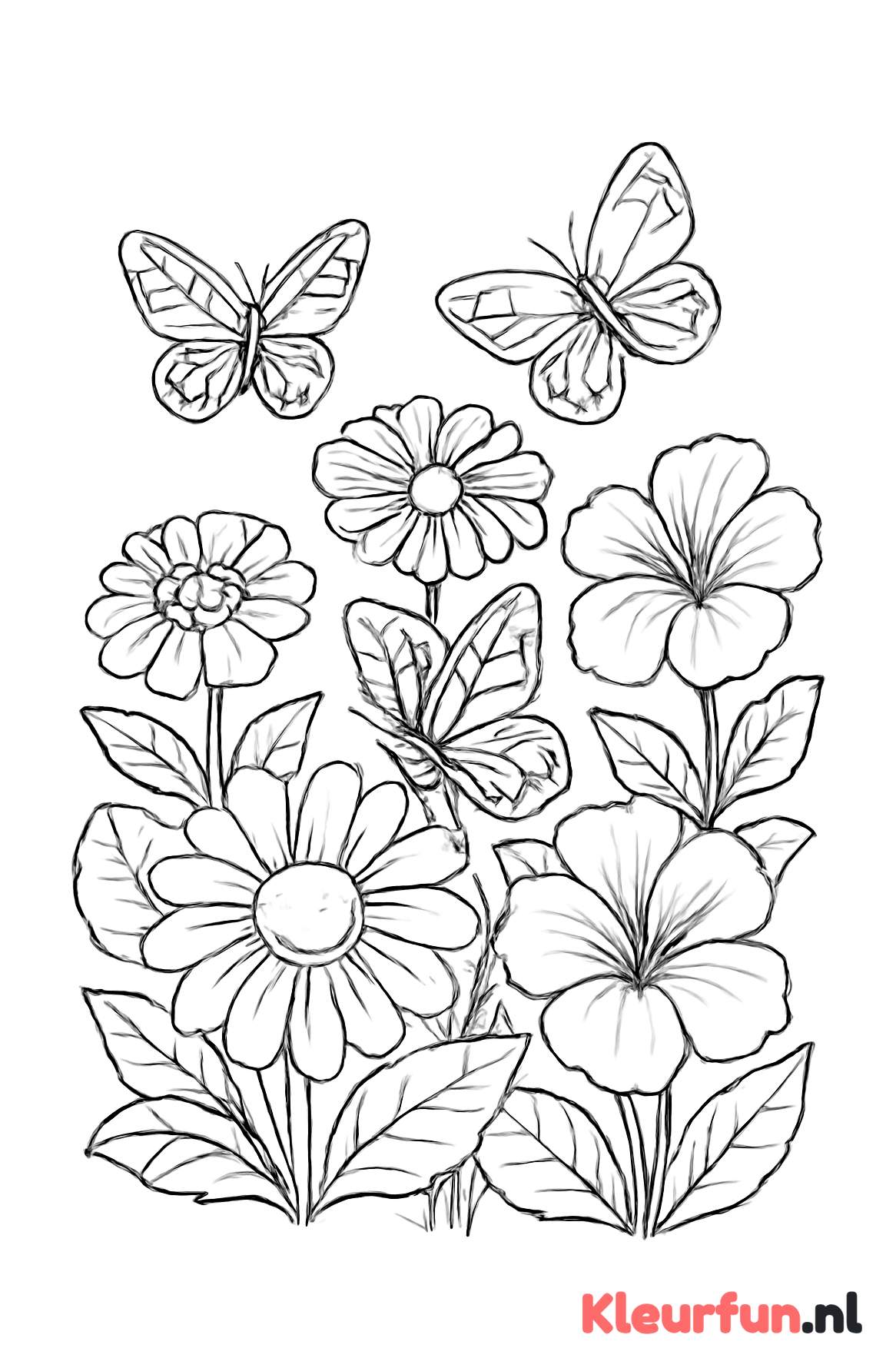 Bloembed met vlinders