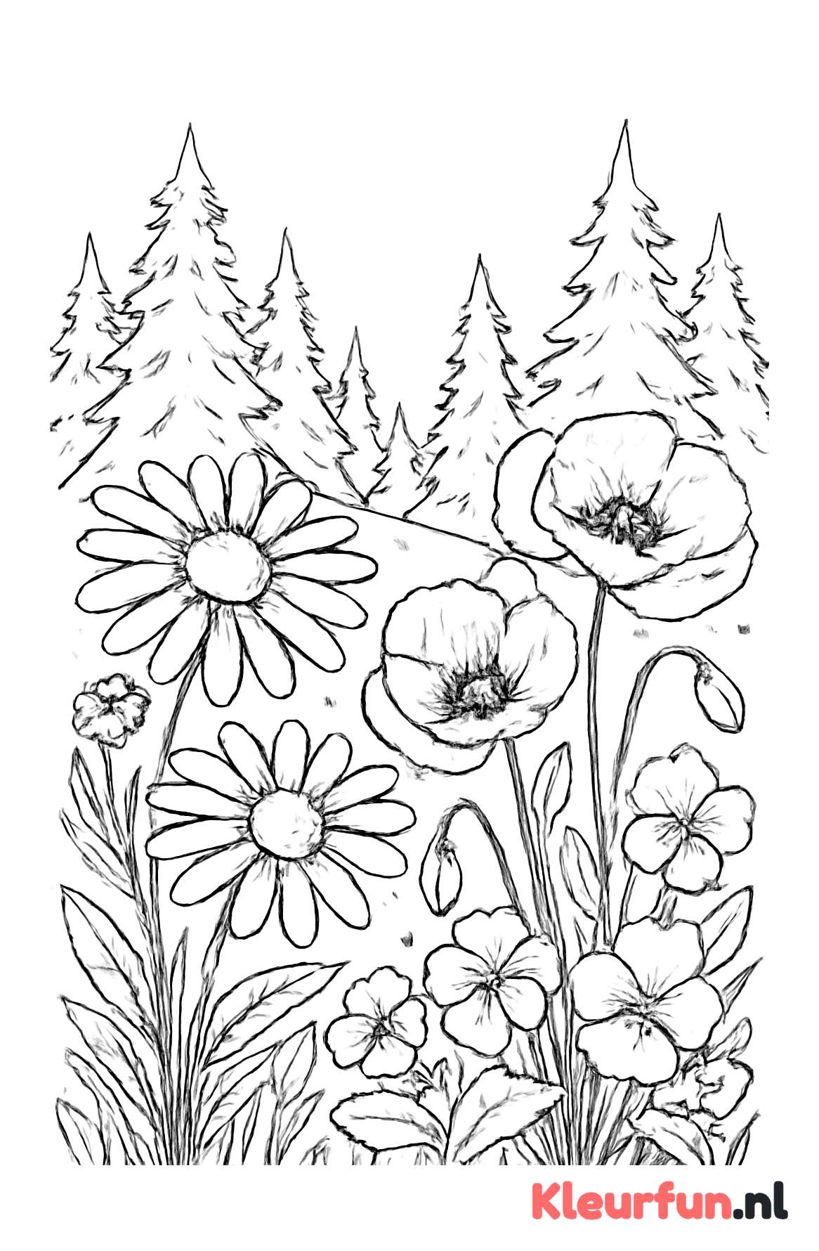 Bloemen in Boslandschap